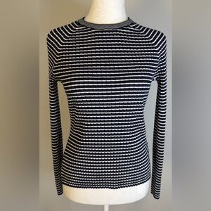 J McLaughlin Striped Crewneck Ribbed Slim Fit Sweater Small
